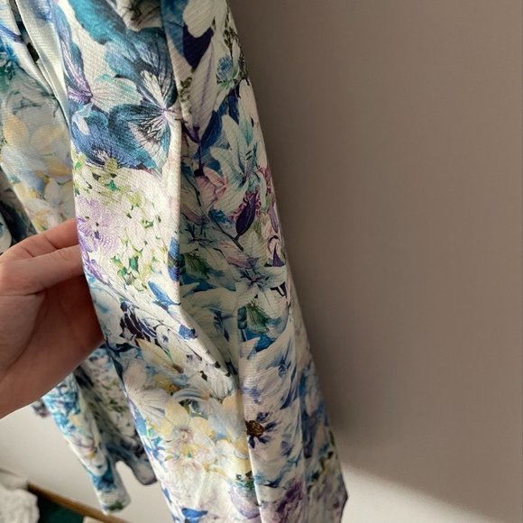 Ever New Melbourne Blue Watercolor Floral Fit & Flare Dress Sz 8 - Picture 6 of 9